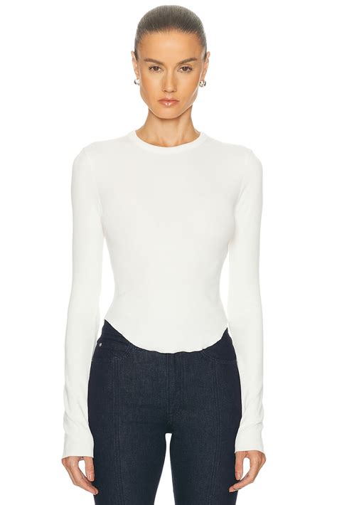 GRLFRND Scoop Hem Long Sleeve Tee in bone | FWRD