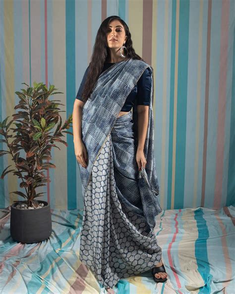 Blue Shiiborii Pattern Digital Print Viscose Uppada Silk Saree With Ta ...