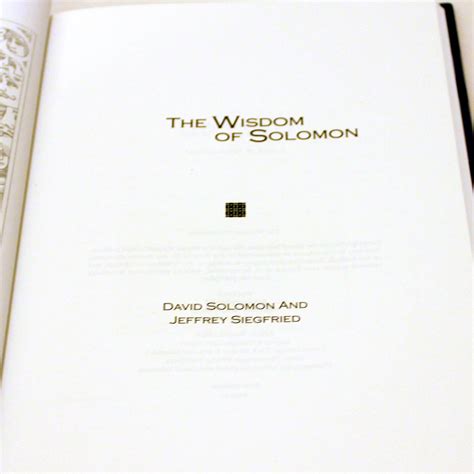 The Wisdom of Solomon by David Solomon, Jeff Siegfried