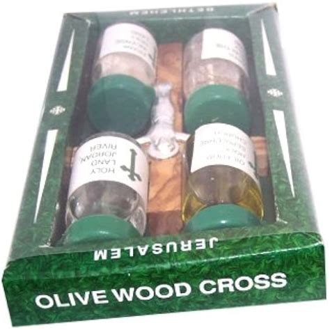 Olive Wood Cross Set with 4 Bottles - Anotinting India | Ubuy