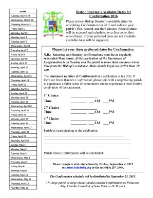 Fillable Online Confirmation Date Request Form Fax Email Print - pdfFiller