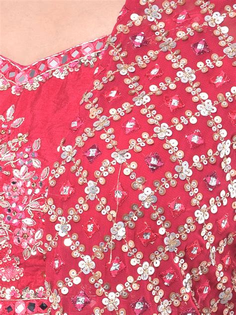 Neerus Pink Embellished Top & Palazzo Set With Shrug – Neerus India