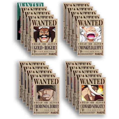 One piece Set of 20 post wano arc wanted posters (370 GSM) Straw hat ...