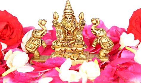 Buy Gajalakshmi Idol with Elephant Brass gaja Lakshmi Small Size Pooja ...