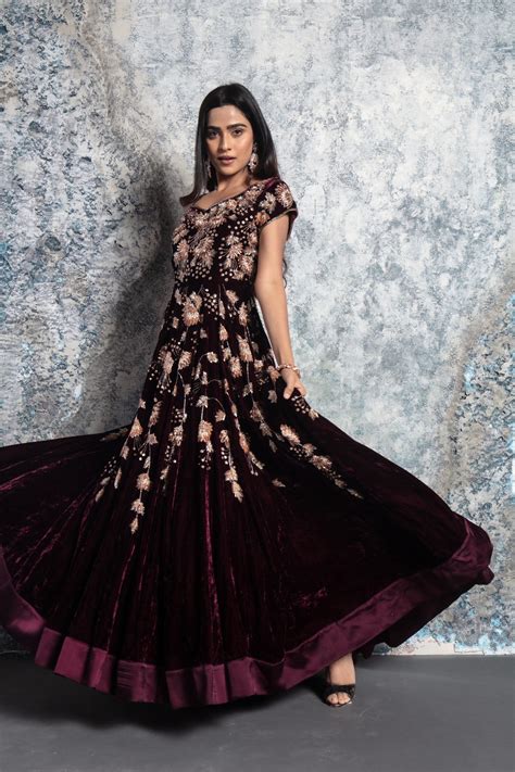Wine Purple Embroidered Gown – TheStylease.com