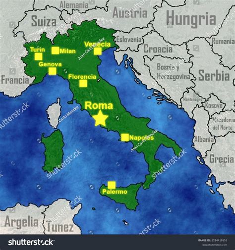 Map Italy Neighboring Countries Location Capital Stock Illustration ...