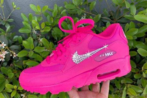 Swarvoski Crystal Jeweled Nike Air Max 90-Laser Fuschia | Etsy | Pink ...