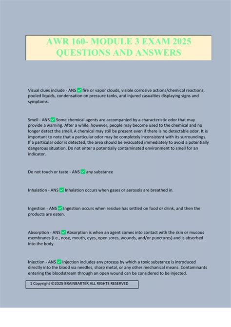 AWR 160- MODULE 3 EXAM 2025 QUESTIONS AND ANSWERS - AWR 160 - Stuvia US
