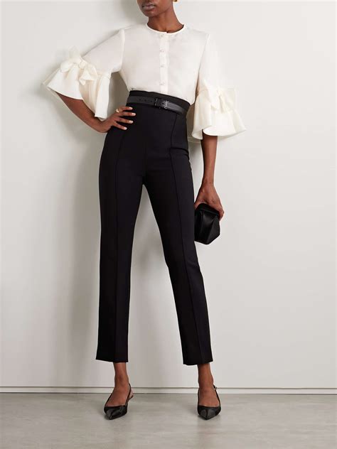 CAROLINA HERRERA Embellished ruffled silk shirt | NET-A-PORTER