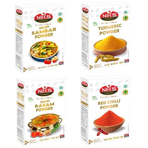 NIKS Masala Combo | 100 Grams each | Udupi Sambar Powder | Udupi Rasam ...
