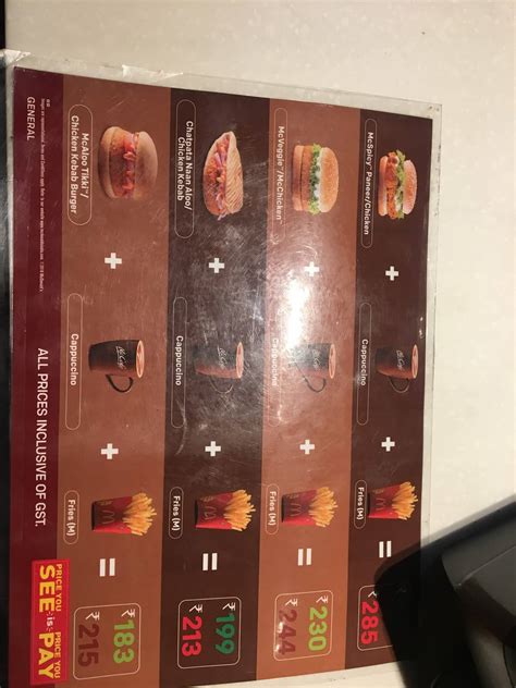 Menu at McDonald's, Pune, Saluja Chamber