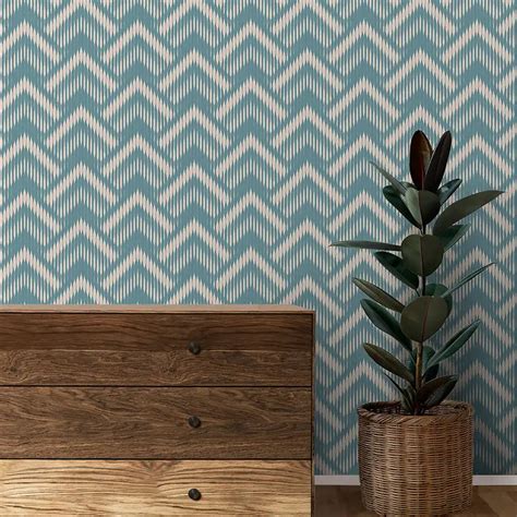 Diagonal Design Wallpaper Roll in Teal Color | Life n Colors