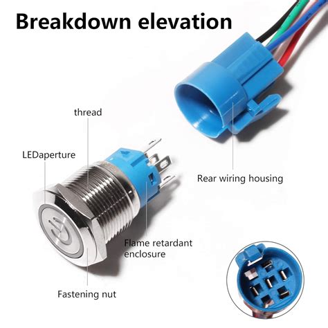 Buy Monrand Latching Push Button Switch,12V DC ON/Off Self-Locking ...