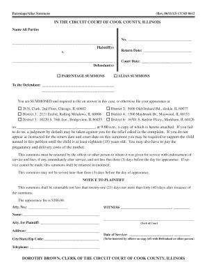 ParentageAlias Summons - Fill and Sign Printable Template Online