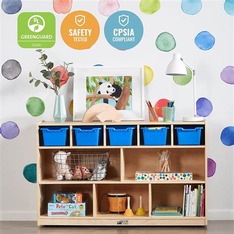 Buy ECR4Kids Scoop Front Storage Bins, Multipurpose Organization, Blue ...