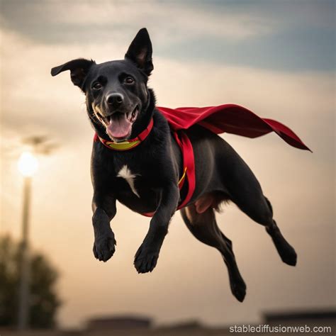 Superman Flying with a Black Dog | Stable Diffusion Online