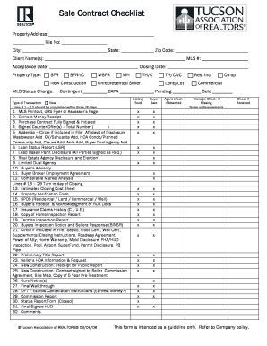 Sale Contract Checklist - Tucson Association Of Realtors ...