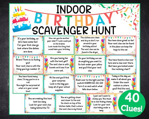 Indoor birthday scavenger hunt birthday treasure hunt birthday treasure ...