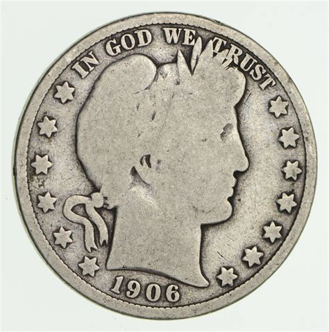 50c United States Coin - 1906-D Liberty Barber 90% Silver US Half ...