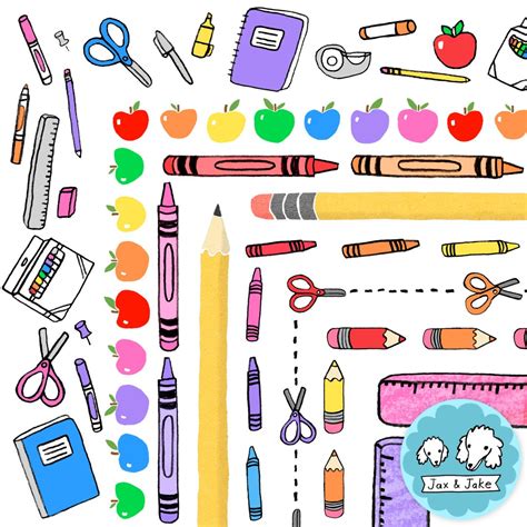 School supplies clipart borders teacher back to school clip art frames ...