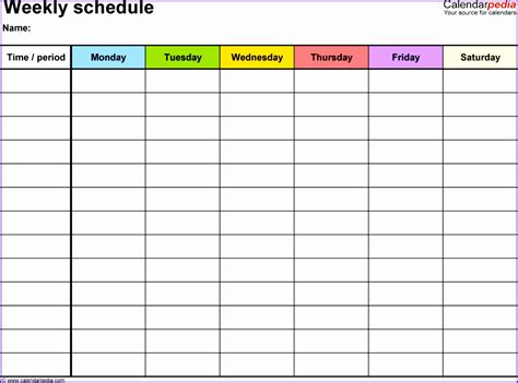 Image result for Weekly Timetable Template Excel