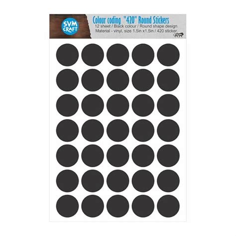 SVM CRAFT® Black Circle Dot Stickers, 1 Inches Round, 420 Labels Black ...