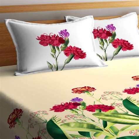 Buy PORTICO Summer Love Printed Double Bed Sheet with Pillow Covers ...