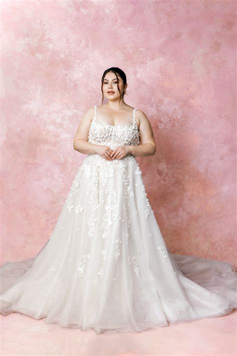 1718 Plus Size by Martina Liana - Square Neck A-Line with Soft 3D Embellishments – The White Flower