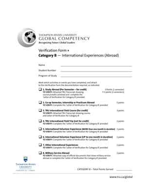 Fillable Online tru Verification Form B - Thompson Rivers University ...