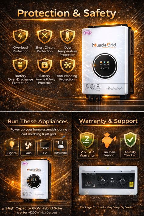 6.2kW True Hybrid Solar Inverter | MPPT | Batteryless | Residential Us ...