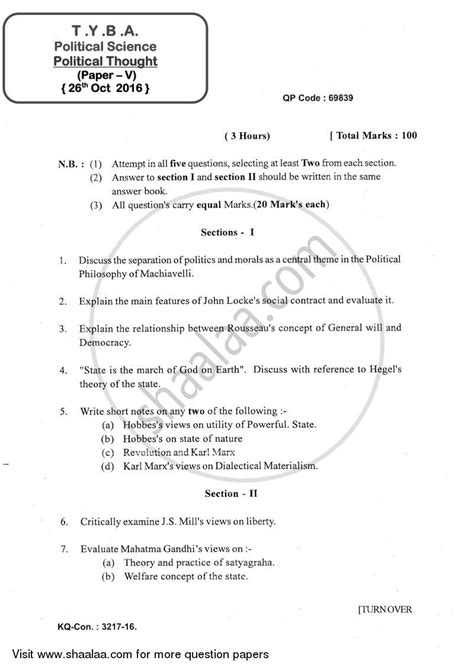 Political Thought 2016-2017 BA Political Science (IDOL) (Correspondence ...