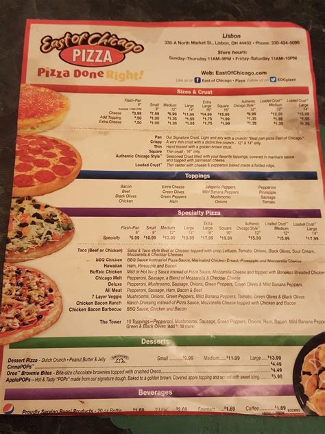Eastern Pizza Menu