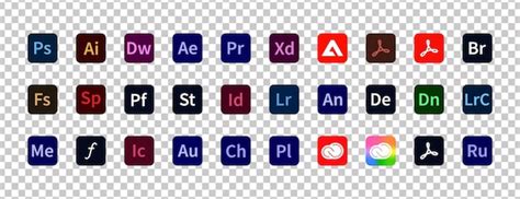 Adobe 제품 로고: Adobe 제품의 로고 세트 Adobe Illustrator Photoshop Creative Cloud ...