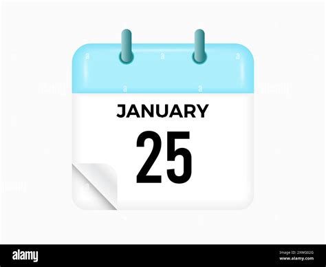 January 25 - calendar and Time planner. Daily Calendar Icon reminder. Vector Illustration Stock ...