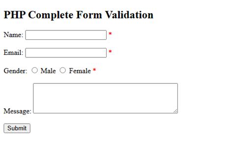 Complete PHP Form Handling and Validation Example