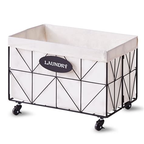 22"Collapsible Laundry Baskets with Wheels,Laundry Hamper with Removable Lined for Easy Cleaning ...