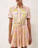 Buy Zimmermann Pop Pleated Mini Dress with A Belt | Pink Color Women ...