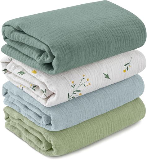Amazon.com: POMISO Muslin Swaddle Blankets for Boys and Girls, Soft ...