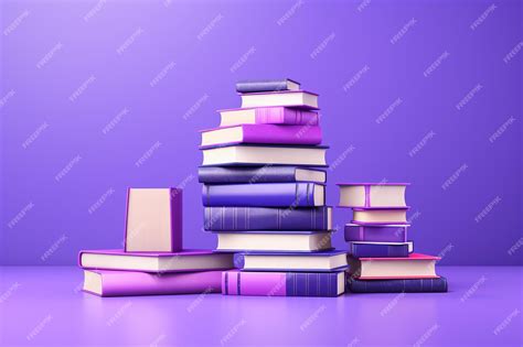 Premium Photo | 3D Render of Colorful Books Collection on Purple Background
