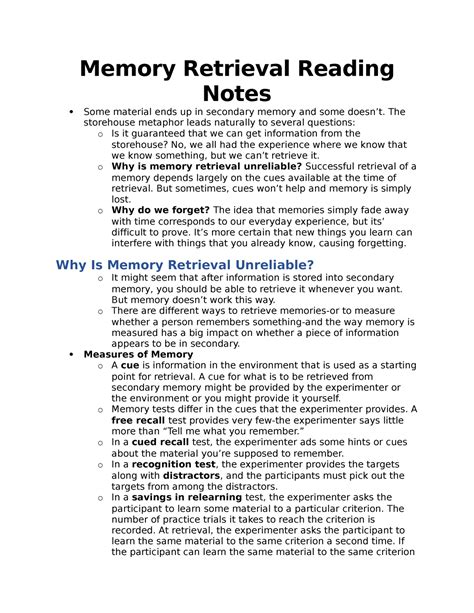 Retrieval Memory Definition