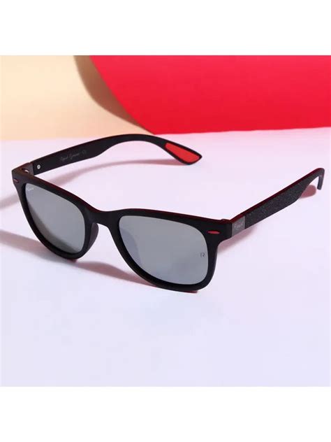 UV Protected Black Silver Reflector Wayfarer Sunglasses for Men and Wo ...