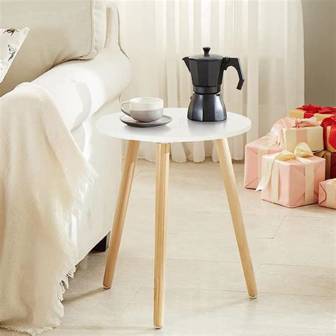RIBAVARY™ Wooden 3 Leg Round Coffee Table,End Table,Accent Coffee Table ...