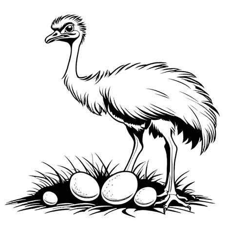 Ostrich with nest coloring page Lulu Pages