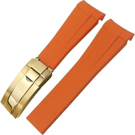 High End Curved FKM Rubber Watch Strap - Oyster Style Deployment Clasp ...