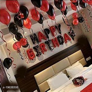 Birthday Decoration Kit Solid Happy Birthday Red Black Foil Letters+ 30 ...