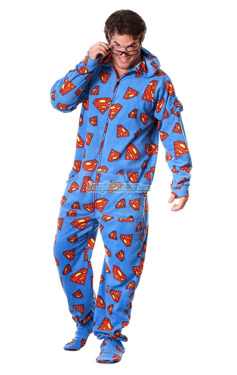 Superman Footed Pajamas for Adults | Adult onesie pajamas, Adult footed ...