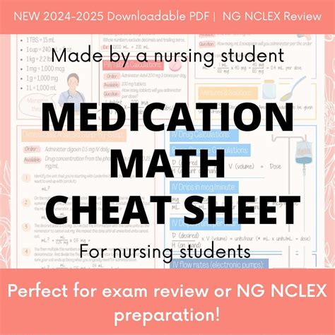 Image result for Nursing Math Formulas Cheat Sheet
