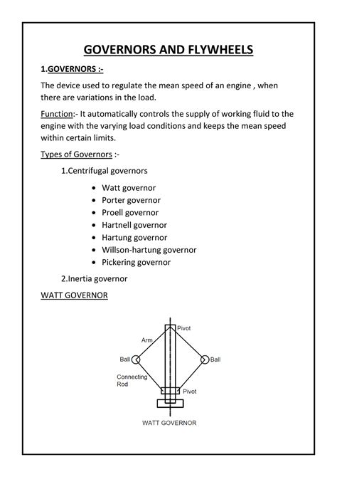 Governors AND Flywheels - GOVERNORS AND FLYWHEELS 1 :- The device used ...