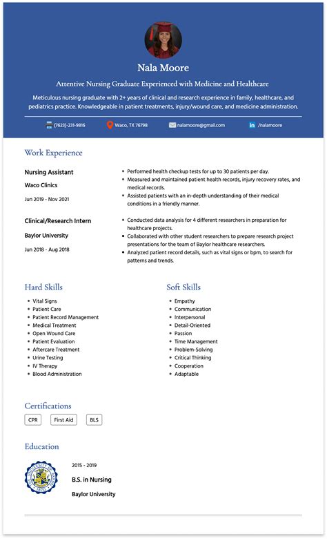 Nursing College Student Resume Examples