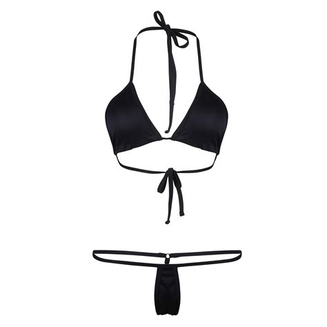 Buy Women's Extreme Micro Bra and G String Panty Bikini Set Black ...